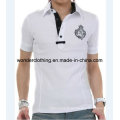T-shirt de broderie blanche des hommes d&#39;été chaud en gros de coutume de mode